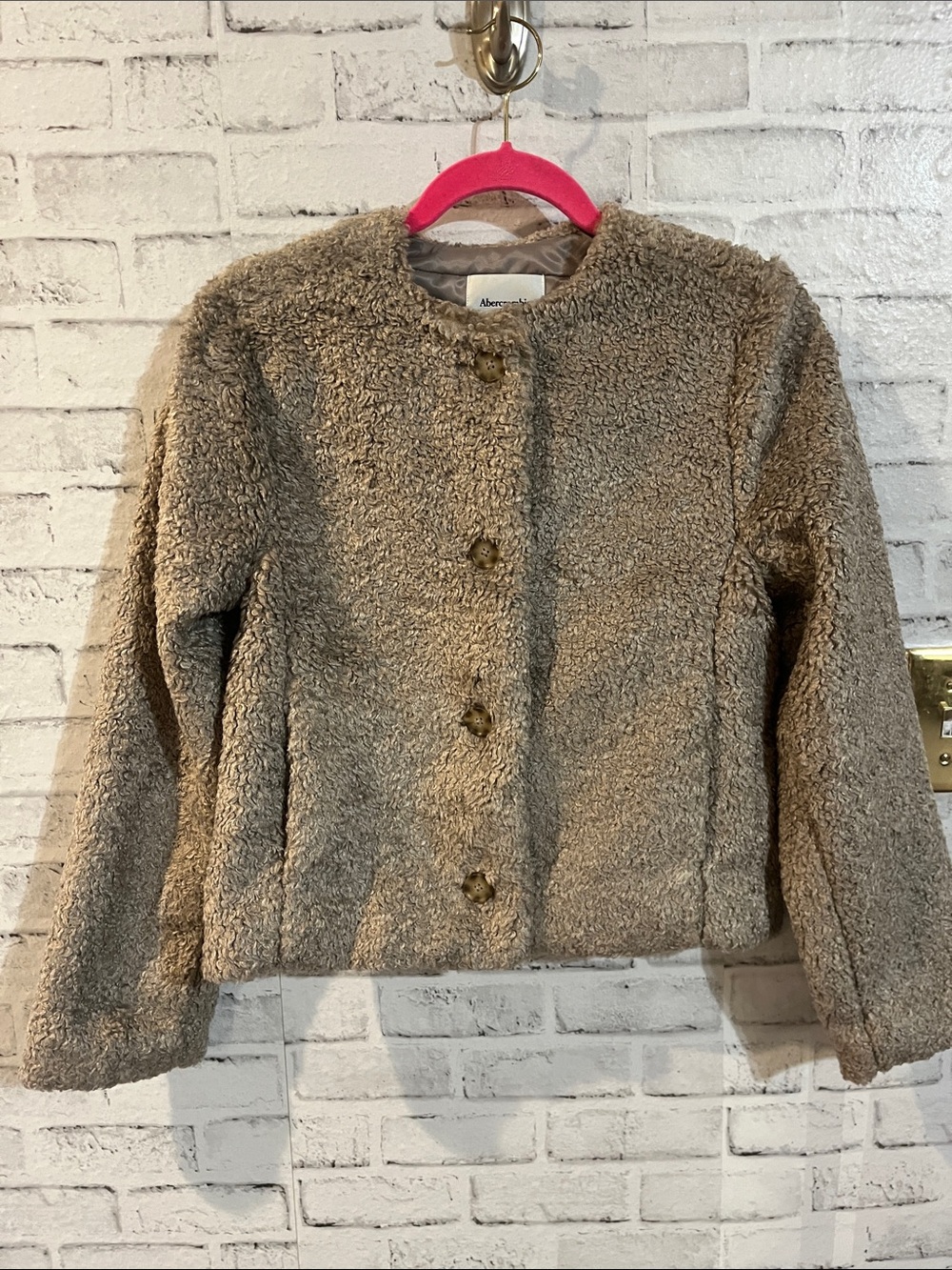 NWT Abercrombie & fitch collarless Sherpa jacket